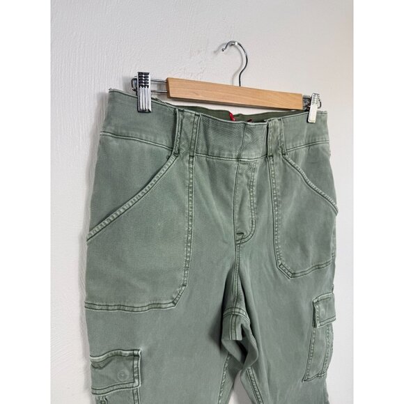 Spanx‎ Womens Green Twill Stretch Cargo Ankle Pants Size 1XP Army Spring Pockets - Picture 2 of 15